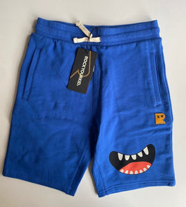 Rock Your Kid boys size 8 bright blue drawstring monster fleecy shorts, BNWT