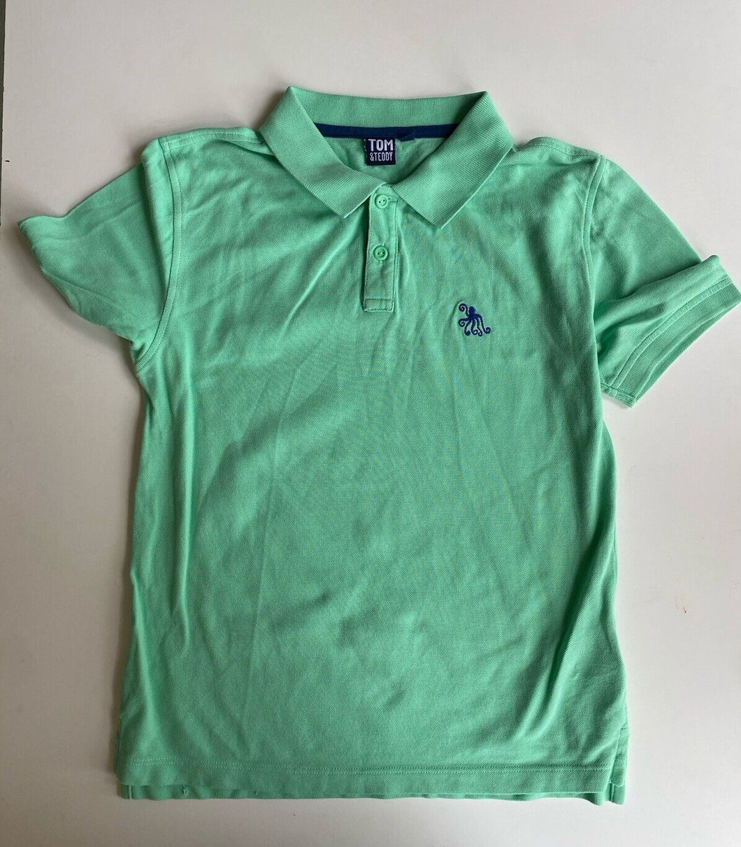 Tom & Teddy kids boys size 9-10 green polo shirt short sleeve, VGUC