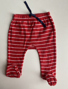 Marquise baby size 0-3 months red white stripe footed leggings pants, VGUC