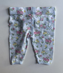 Cotton On baby girl size 0-3 months blue pink floral leggings pants, VGUC