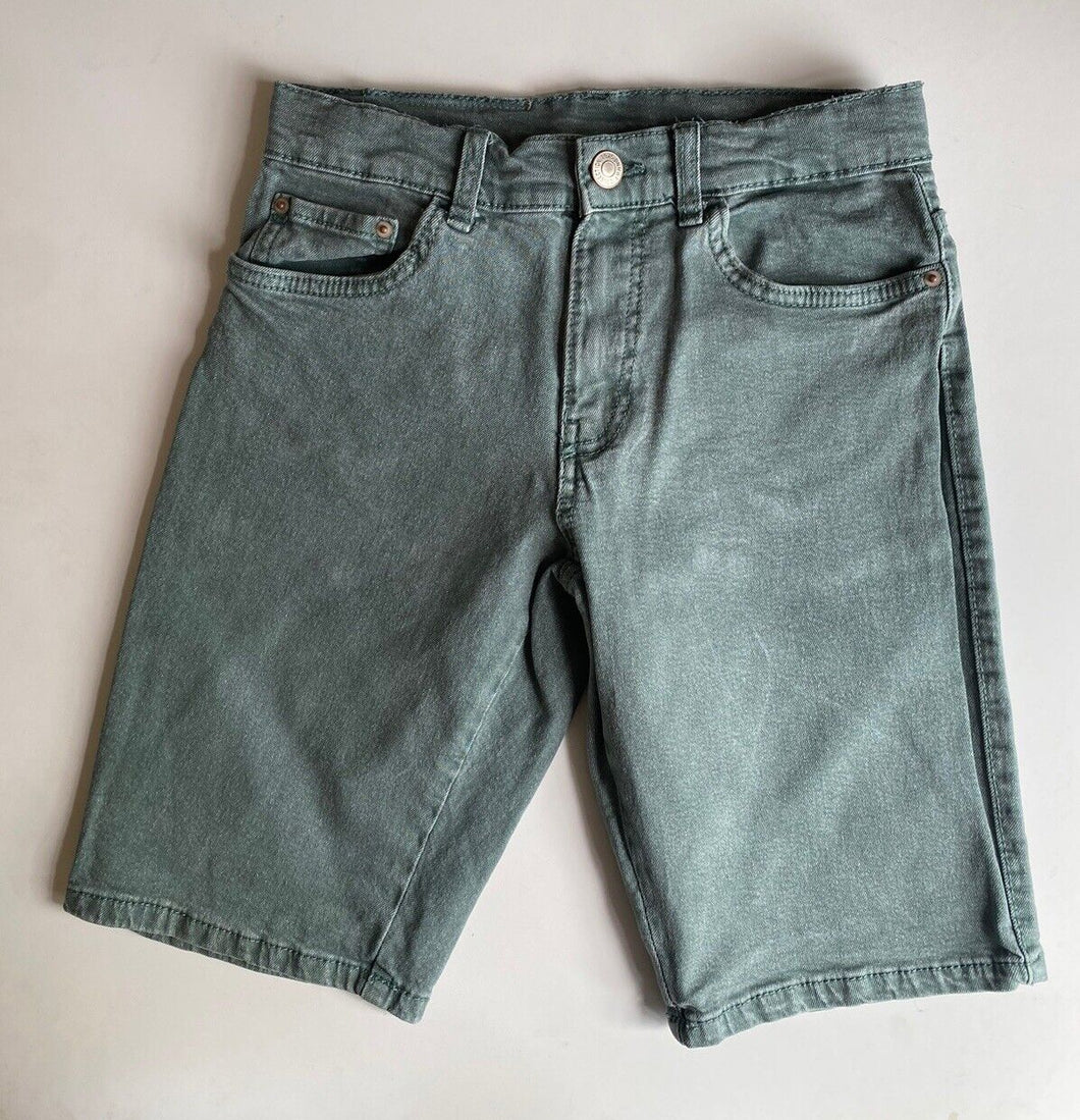 Zara kids size 11-12 years faded green denim adjustable waist shorts, VGUC