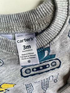 Carter's baby boy size 0-3 months grey jumper diggers, VGUC