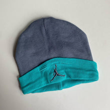 Load image into Gallery viewer, Air Jordan baby size 0-6 months grey green beanie hat, VGUC
