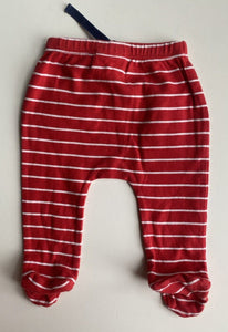 Marquise baby size 0-3 months red white stripe footed leggings pants, VGUC