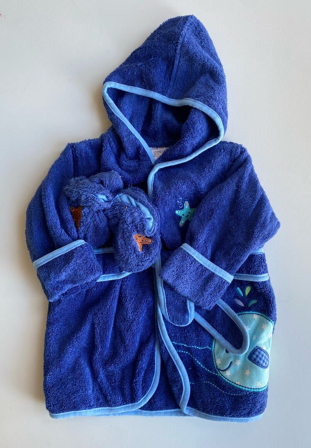 Koala Baby baby size 3-6 months blue hooded dressing gown booties ocean, BNWT