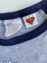 Load image into Gallery viewer, H&amp;M x Superman baby size 18-24 months grey blue long sleeve top, VGUC
