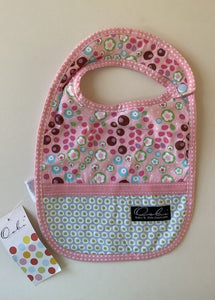 Oobi baby girl pink green floral patterned bib feeding, BNWT