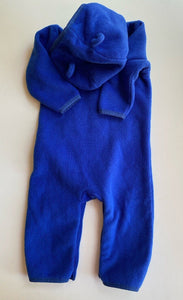 GAP baby size 12-18 months blue hooded fleecy logo one-piece, VGUC