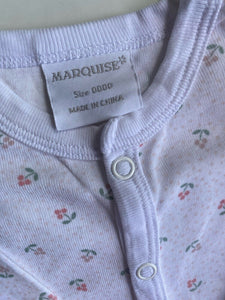 Marquise baby girl size newborn white pink spotted floral one-piece, VGUC