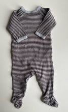 Load image into Gallery viewer, Bonds baby size 3-6 months grey stripe wrap one-piece growsuit, VGUC
