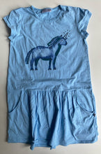 Load image into Gallery viewer, Minti kids girls size 12 blue unicorn short sleeve dress, VGUC
