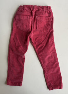 Mini Boden kids toddler girls size 3 pink cord elastic waist pants, VGUC