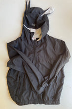 Load image into Gallery viewer, Seed kids girls size 10 black hooded bunny windbreaker jacket, VGUC
