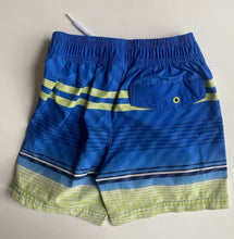 Load image into Gallery viewer, H&amp;T kids boys toddler size 2 blue green stripe shorts drawstring, VGUC
