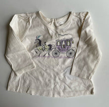 Load image into Gallery viewer, Gap baby girl size 3-6 months white long sleeve top horse carriage, VGUC
