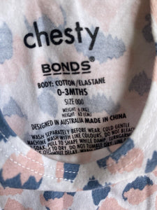 Bonds baby girl size 0-3 months chesty pink blue leopard print tank top, VGUC