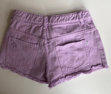 Load image into Gallery viewer, Sunnyville kids girls size 10 purple denim distressed cut off shorts, VGUC
