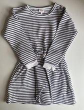 Load image into Gallery viewer, Seed kids girls size 7 navy blue white stripe long sleeve dress, GUC
