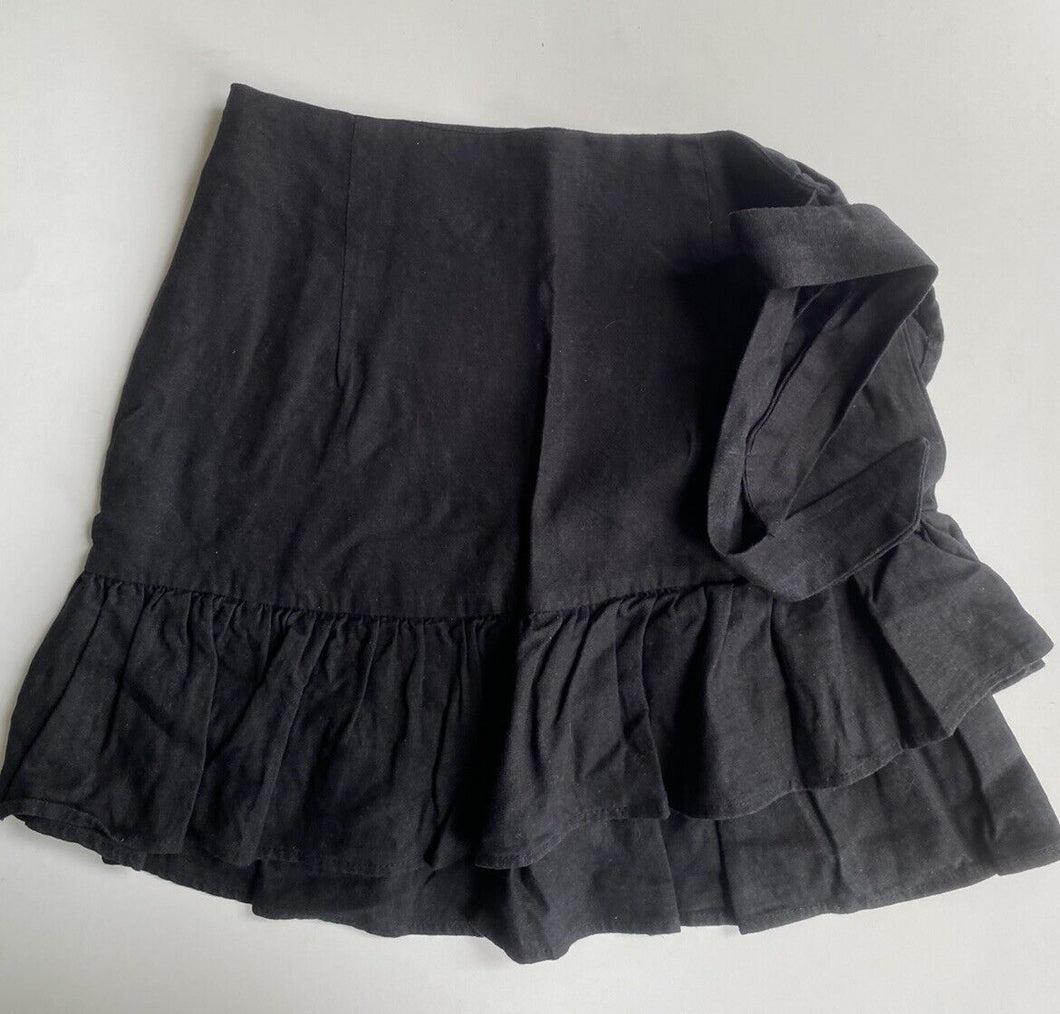 Seed Teen kids girls size 12 black linen blend skirt, VGUC