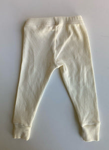 Tiny Trove baby size 0-3 months cream ribbed leggings pants, EUC