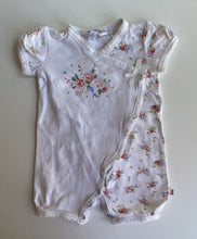 Load image into Gallery viewer, Bebe by Minihaha baby girl size 3-6 months white pink floral one-piece, GUC
