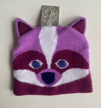 Load image into Gallery viewer, Pumpkin Patch baby toddler size M (30-53cm head) purple knit raccoon beanie BNWT
