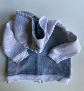 Kidding Around baby size 3-6 months grey hooded zip up jumper, VGUC