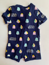 Load image into Gallery viewer, Cotton On baby x Star Wars size 12-18 months navy blue romper logos, VGUC
