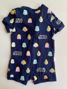 Cotton On baby x Star Wars size 12-18 months navy blue romper logos, VGUC