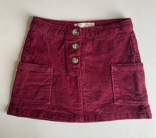 Load image into Gallery viewer, Zara Kids girls size 6 maroon cord adjustable waist mini skirt, VGUC
