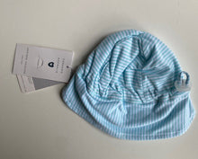 Load image into Gallery viewer, Korango baby size 0-3 months blue white stripe cap sun hat, BNWT
