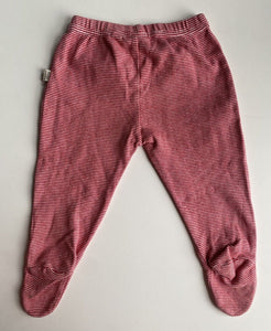 Gaia baby size 3-6 months red white stripe footed leggings pants, GUC