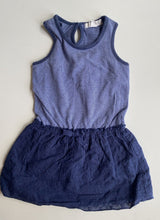 Load image into Gallery viewer, Pumpkin Patch baby girl size 12-18 months blue stripe sleeveless dress, VGUC
