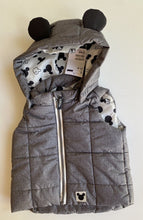 Load image into Gallery viewer, H&amp;M x Disney baby size 3-6 months Mickey Mouse grey hooded puffer vest, BNWT
