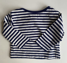 Load image into Gallery viewer, Lily &amp; Sid baby size 0-3 months navy blue white stripe long sleeve top, EUC
