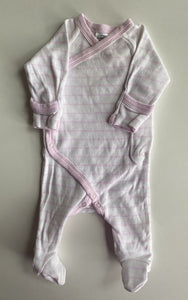 Bonds baby size newborn pink white stripe wrap one-piece growsuit, VGUC