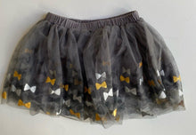 Load image into Gallery viewer, First Impressions baby girl size 12-18 months grey gold bows tutu skirt, VGUC
