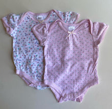 Load image into Gallery viewer, Target baby girl size 0-3 months pink floral bodysuit tops x2, VGUC
