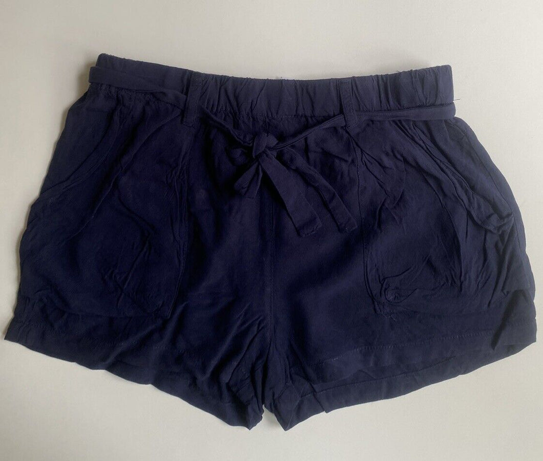 Witchery Kids girls size 12 navy blue relaxed belted shorts pockets, VGUC