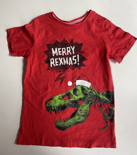 Load image into Gallery viewer, Target kids boys size 8 red short sleeve t-shirt Christmas T-Rex dinosaur, VGUC
