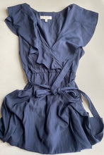 Load image into Gallery viewer, Ripe Women&#39;s size M navy blue wrap maternity dress formal, VGUC
