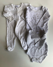 Load image into Gallery viewer, Target baby size 0-3 months white grey bundle one-piece tops set, VGUC
