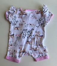 Load image into Gallery viewer, Baby Berry baby girl size 0-3 months pink white deer romper one-piece, VGUC
