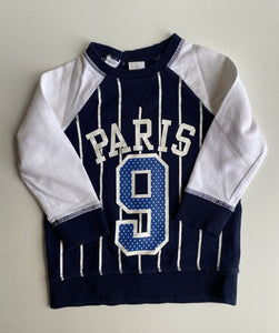 H&M baby size 18-24 months blue white stripe pullover jumper PARIS, EUC