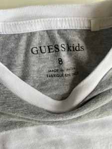 Guess kids boys size 8 grey black white short sleeve t-shirt top, VGUC