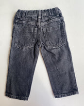 Load image into Gallery viewer, H&amp;T kids toddler size 2 black grey denim adjustable waist jeans pants, VGUC
