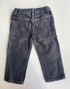 H&T kids toddler size 2 black grey denim adjustable waist jeans pants, VGUC