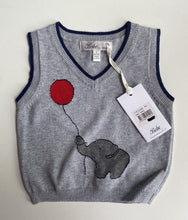 Load image into Gallery viewer, Bebe by Minihaha baby size 6-9 months grey knitted vest elephant, BNWT
