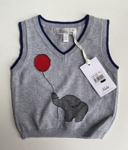 Bebe by Minihaha baby size 6-9 months grey knitted vest elephant, BNWT