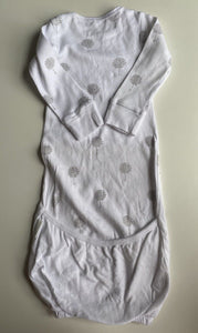 Purebaby baby size approx 3-6 months white grey trees one-piece elastic hem VGUC